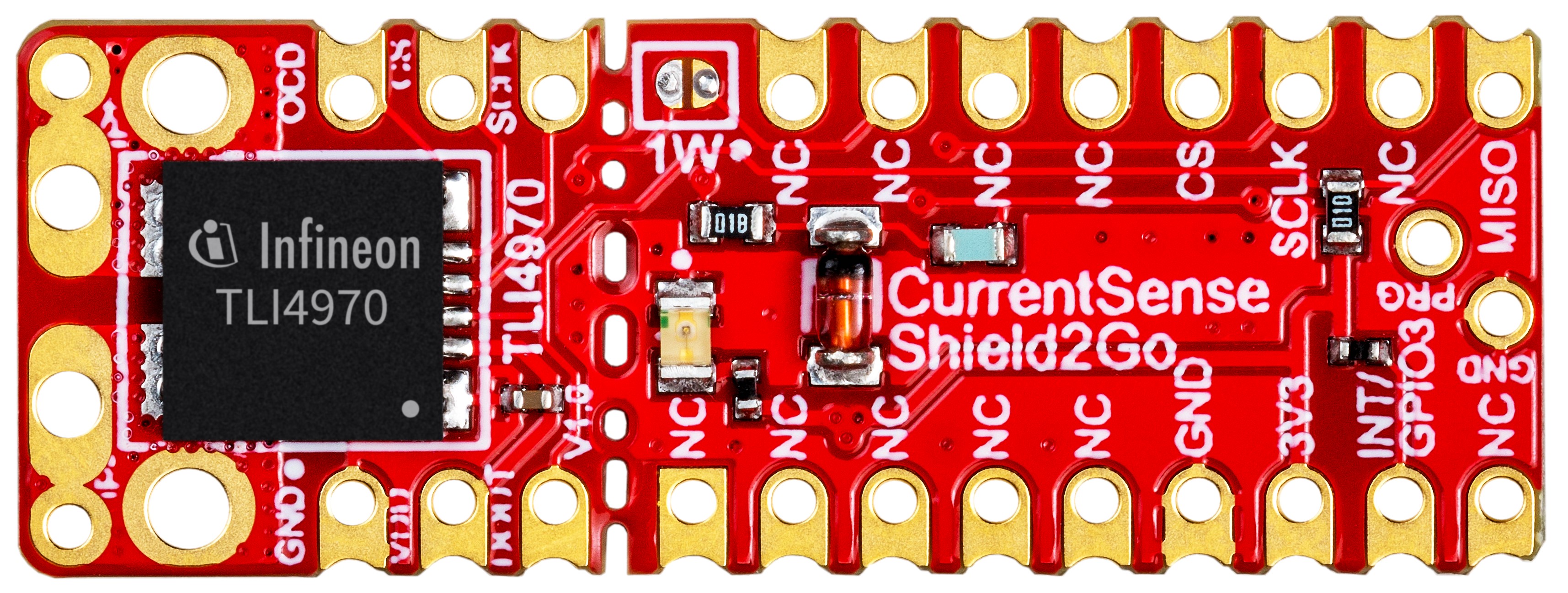 Infineon Technologies AG-S2GOCURSENSETLI4970TOBO1 Sensor Development Boards and Kits TLI4970 Current Sense Shield2Go_Top_plain 1