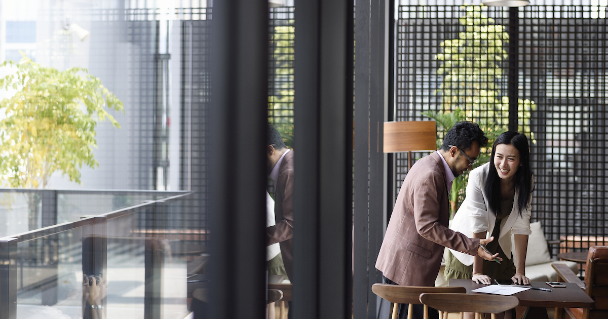 Colleagues working together in an office
