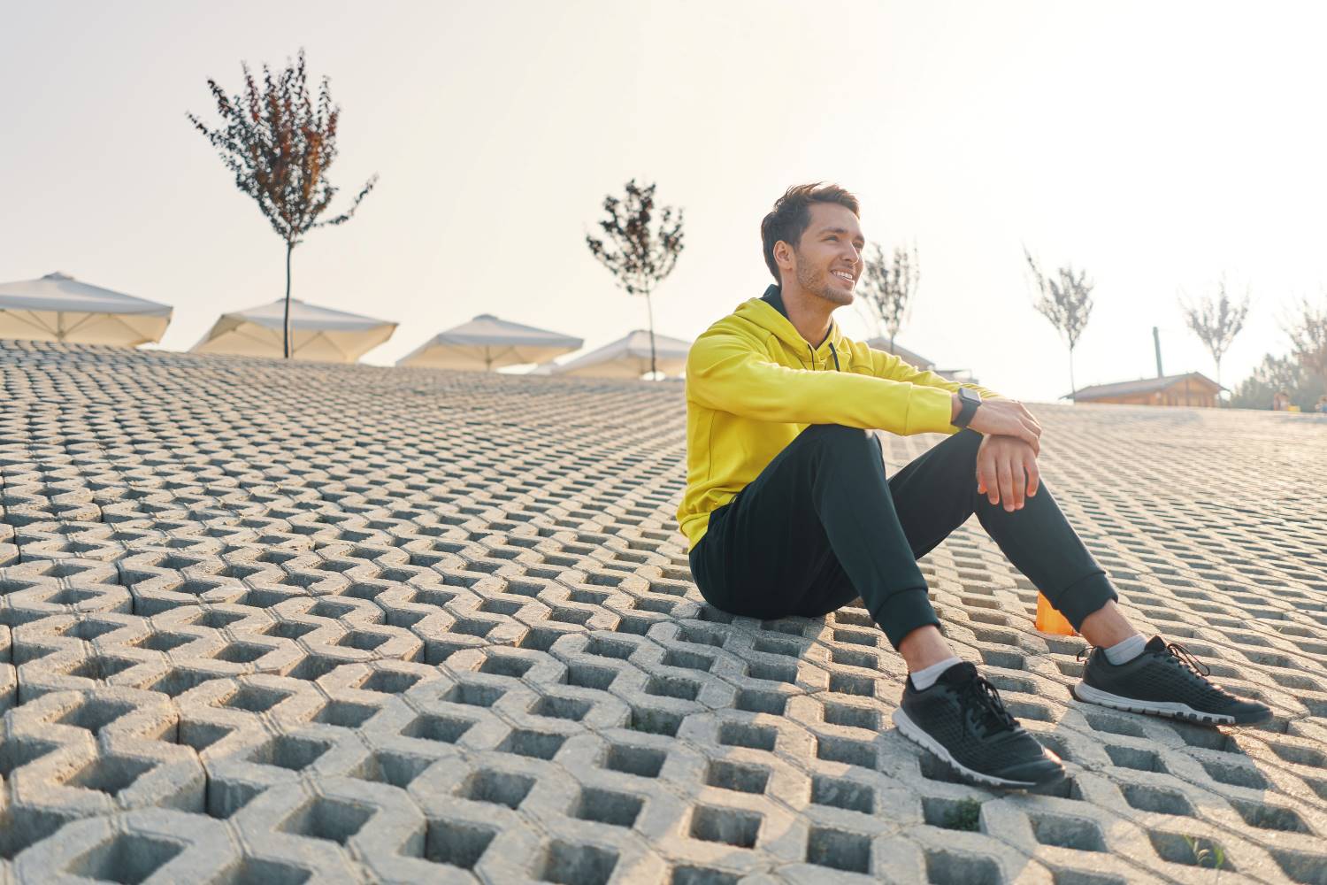 Male Athlete Smiling After A Run