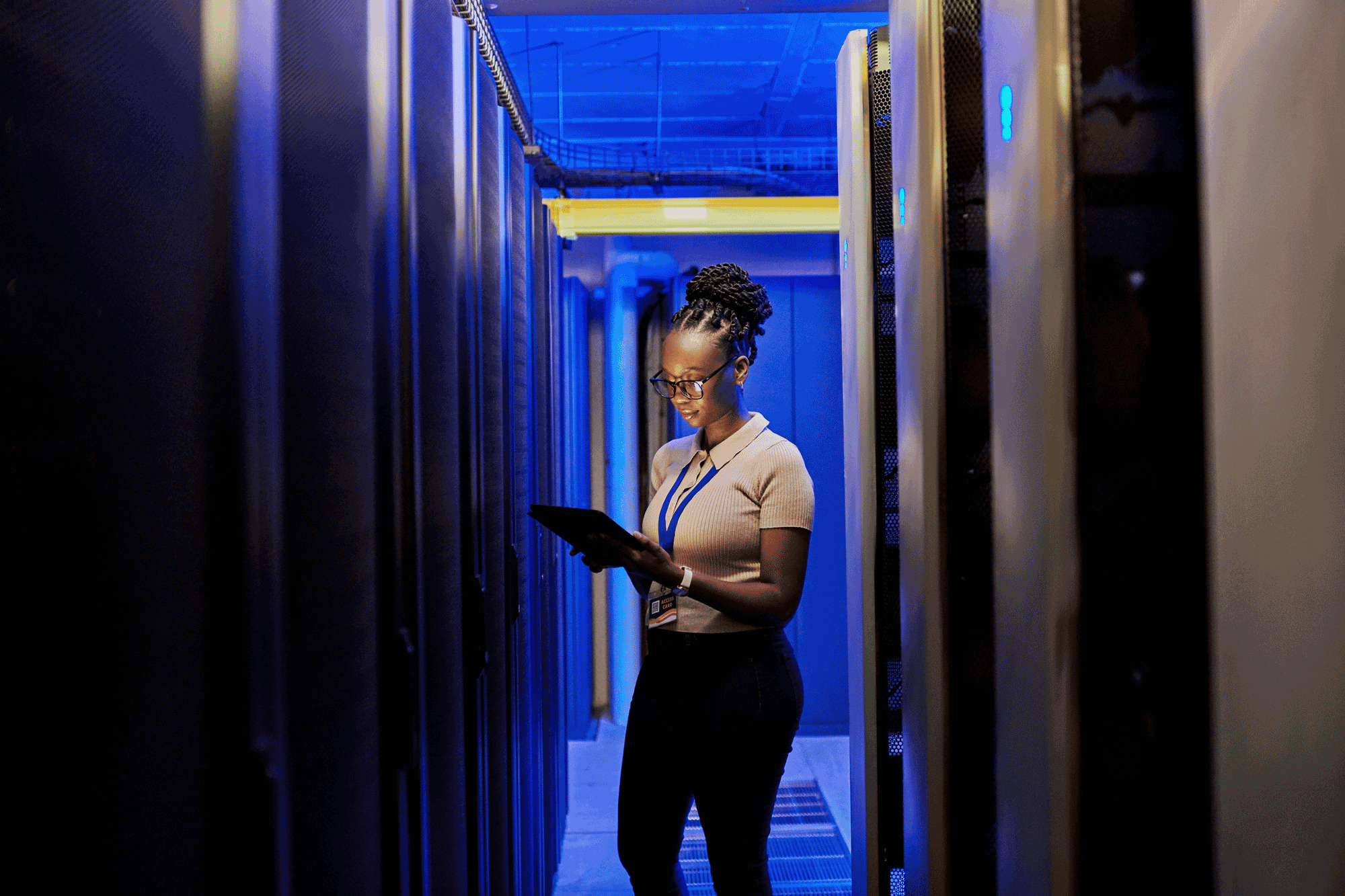 Woman In Server Room
