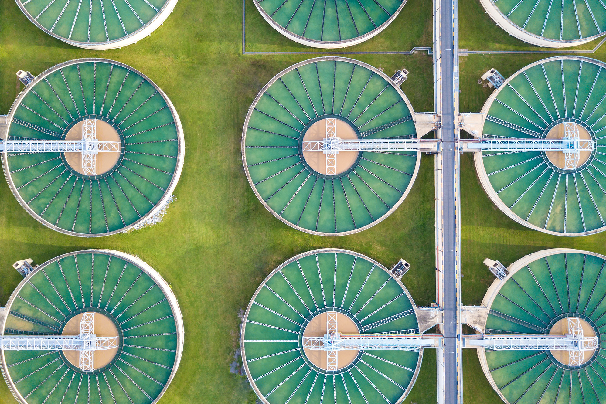 Aerial view of water treatment plant